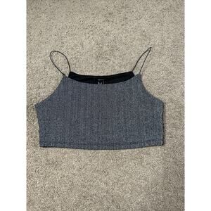 Women’s Size Large Forever 21 Metallic Silver & Black Cropped Tank Top